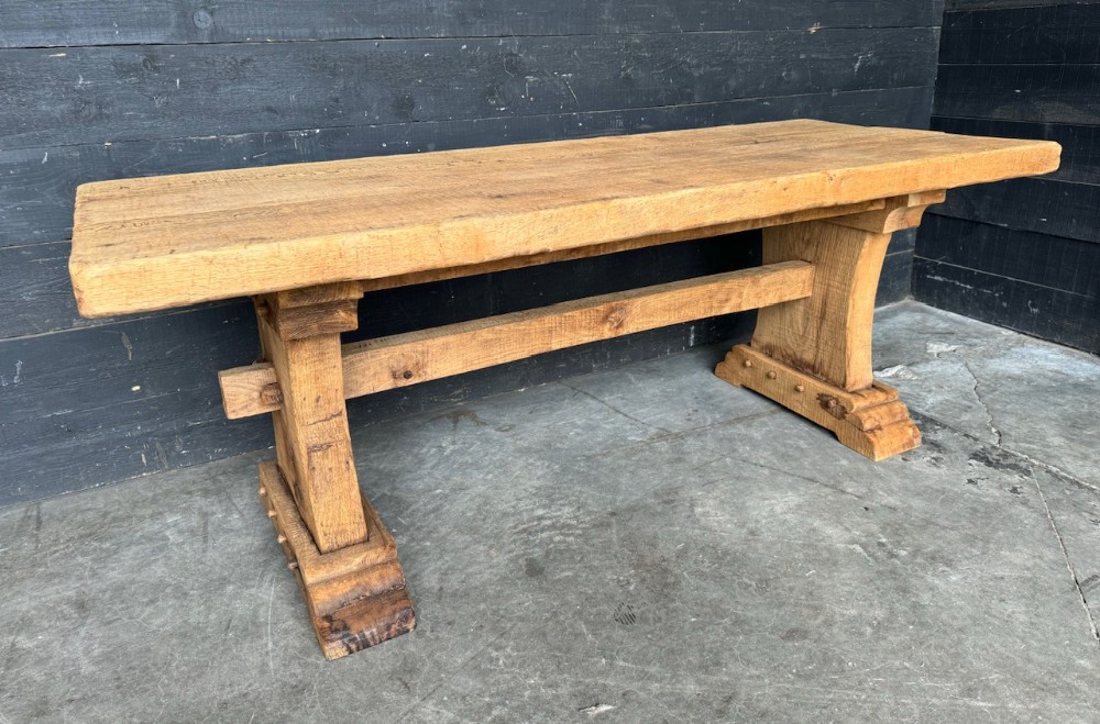 French Bleached Oak Farmhouse Dining Table 