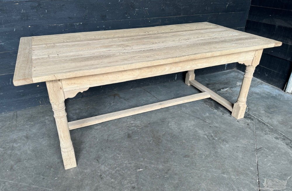 Deep French Bleached Oak Farmhouse Dining Table 