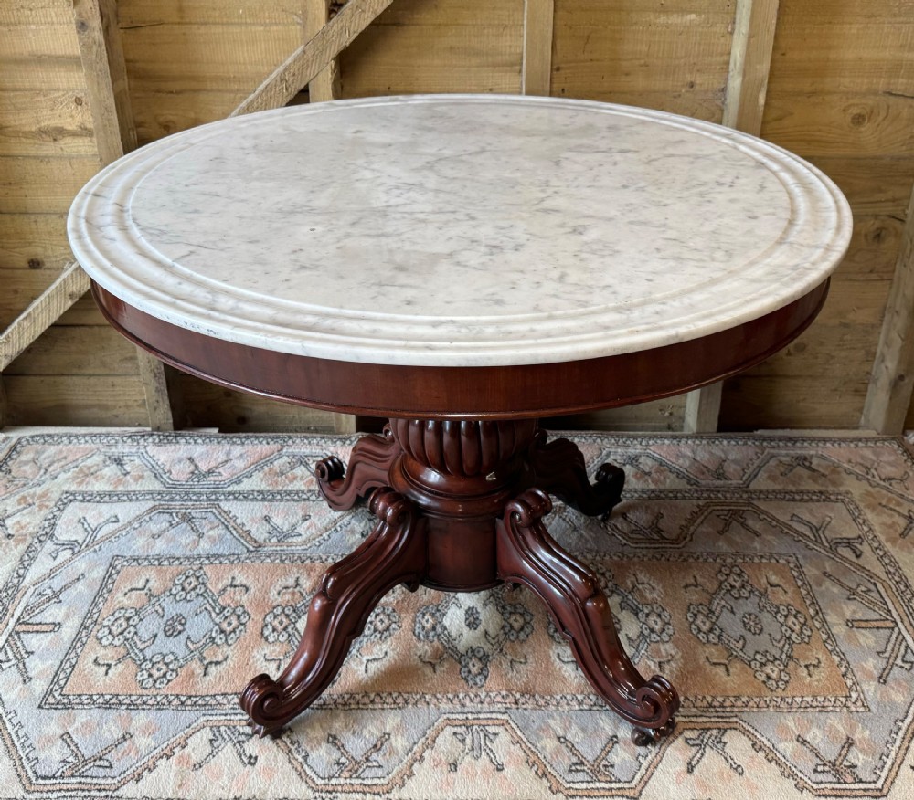 French Round Marble Top Gueridon Centre Table 