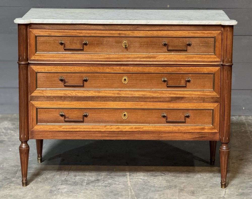 French Louis XVI Marble Top Commode Chest