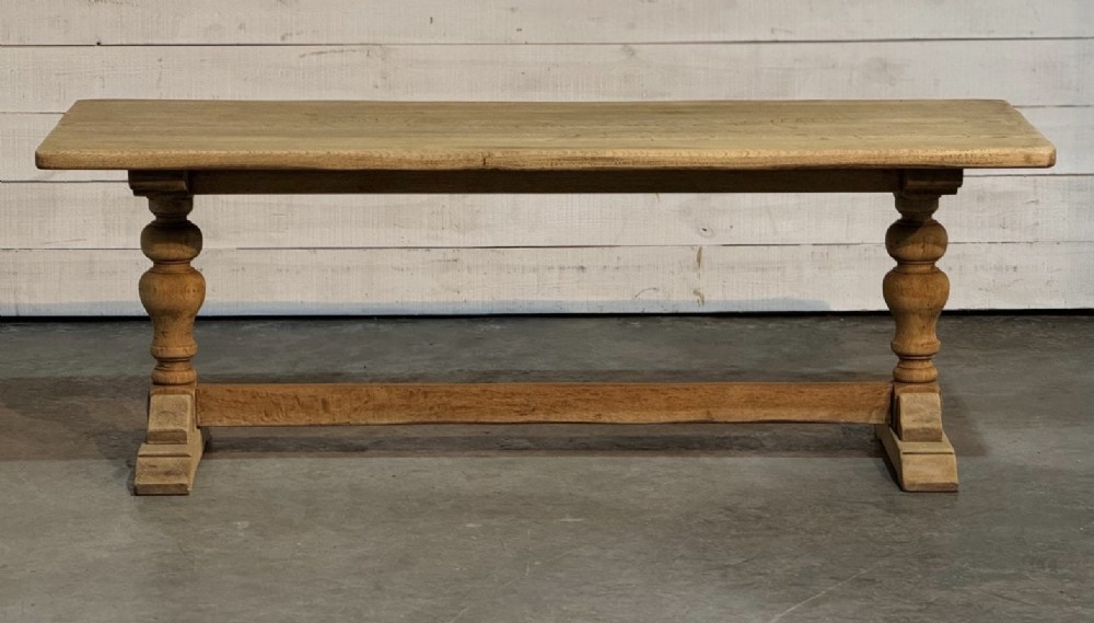 French Bleached Oak Farmhouse Dining Table 
