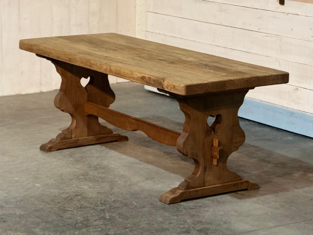 French Bleached Oak Farmhouse Dining Table 