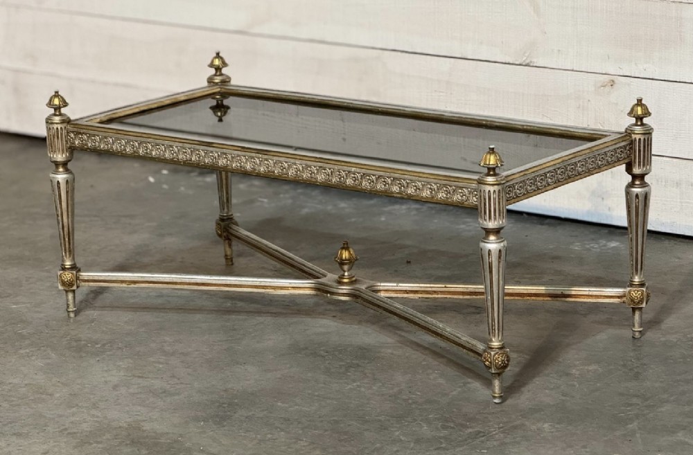 Glitzy French Glass Top Coffee Table