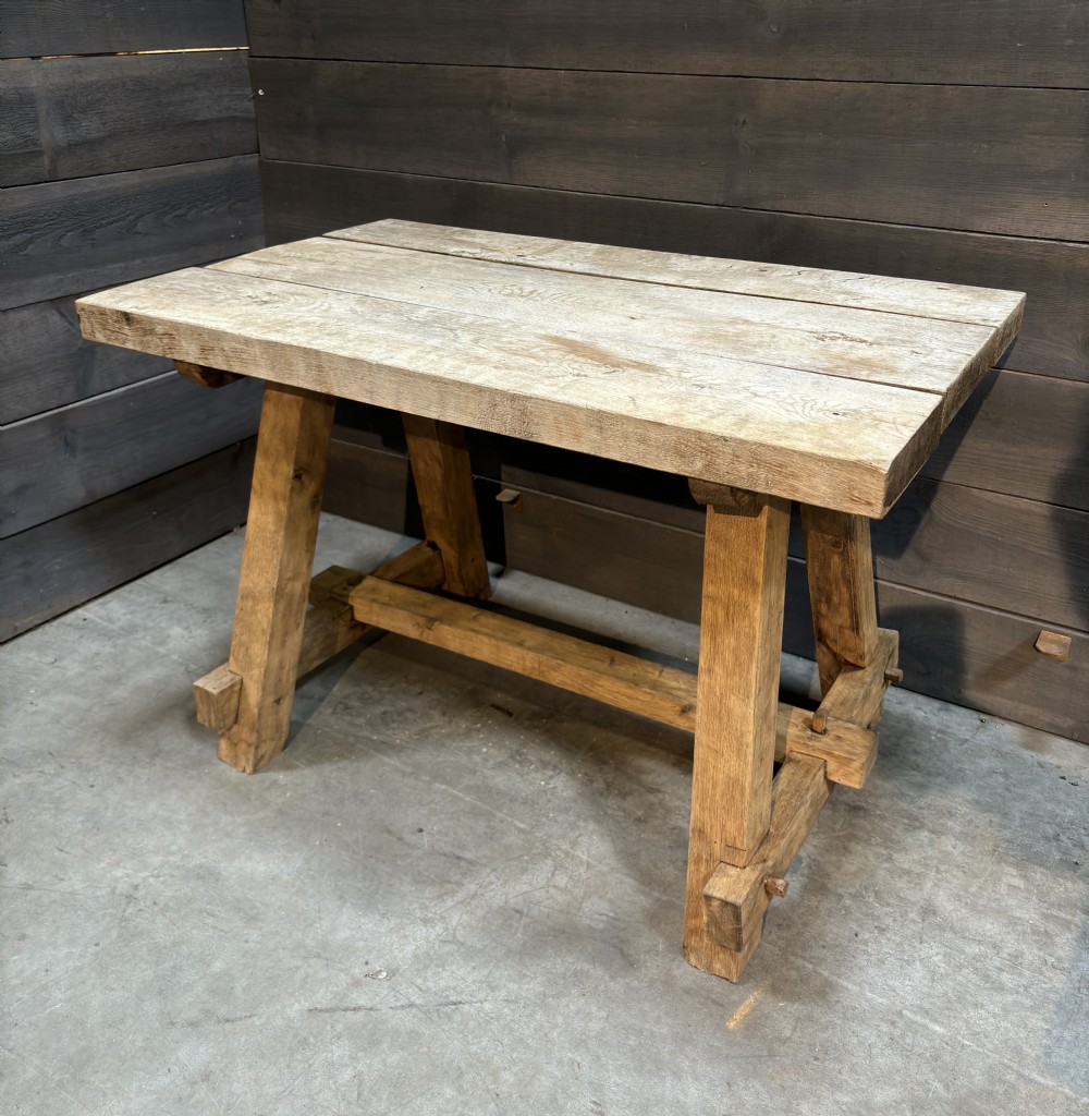 Primitive bleached oak lamp table 