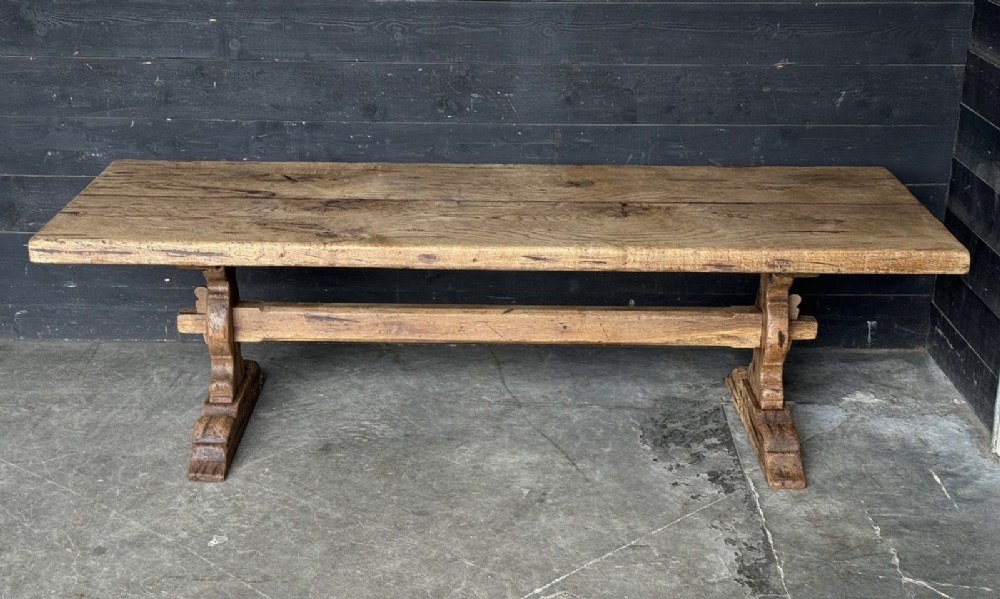Rare 2 Plank Oak Farmhouse Dining Table 