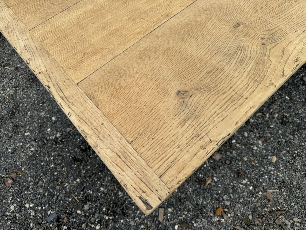 Bleached Oak Farmhouse Dining Table good depth View XV