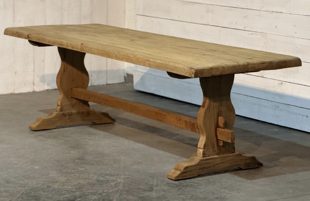Larger French Bleached Oak Farmhouse Dining Table 