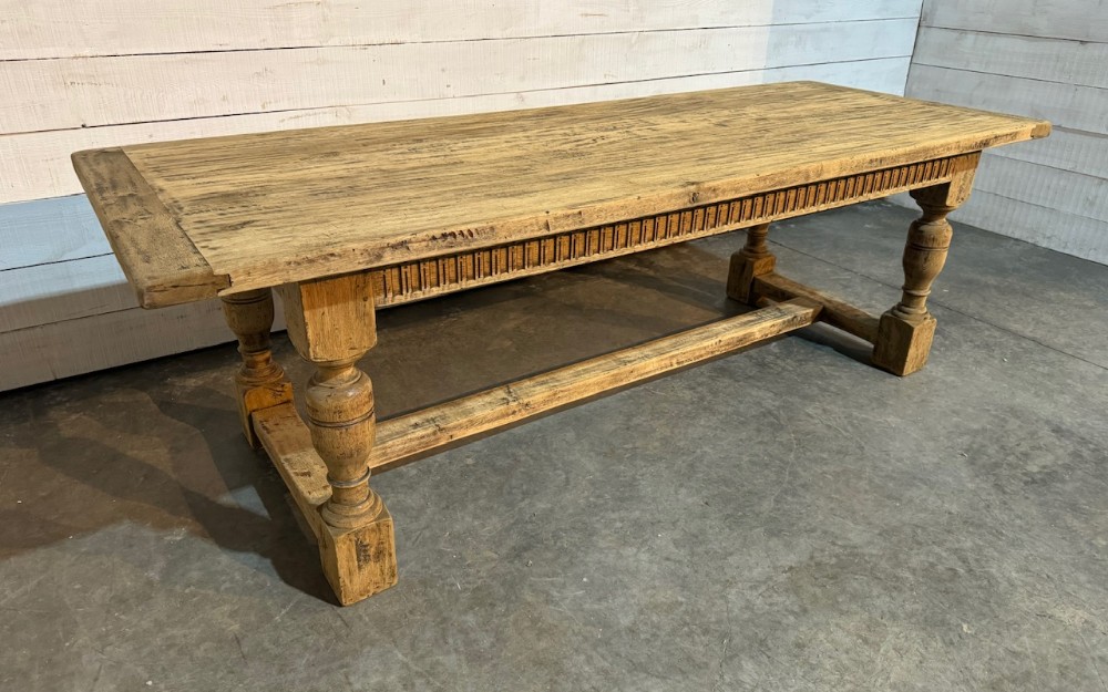 Larger Quality Bleached Oak Farmhouse Dining Table 