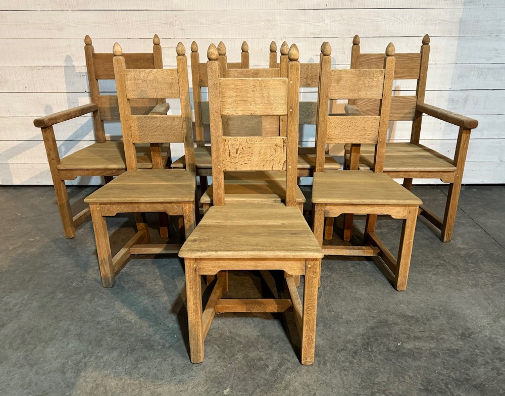 Set 8 (6x2) Oak Farmhouse Dining Chairs