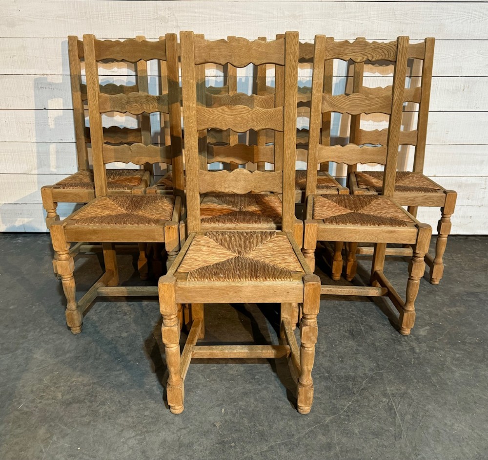 Set 8 Oak Farmhouse Dining Chairs