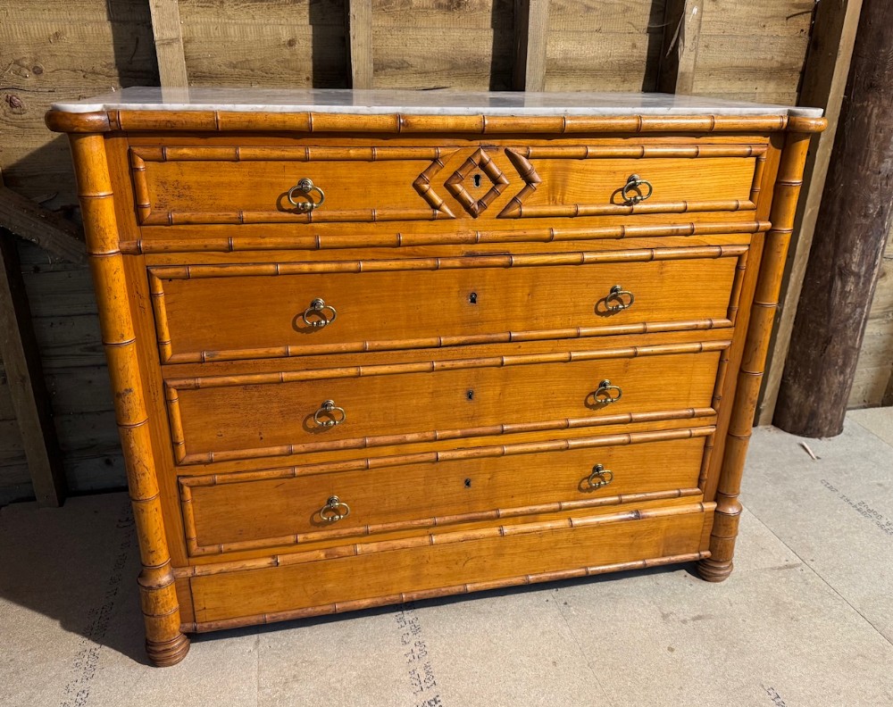 Stunning French Faux Bamboo Chest of Drawers 