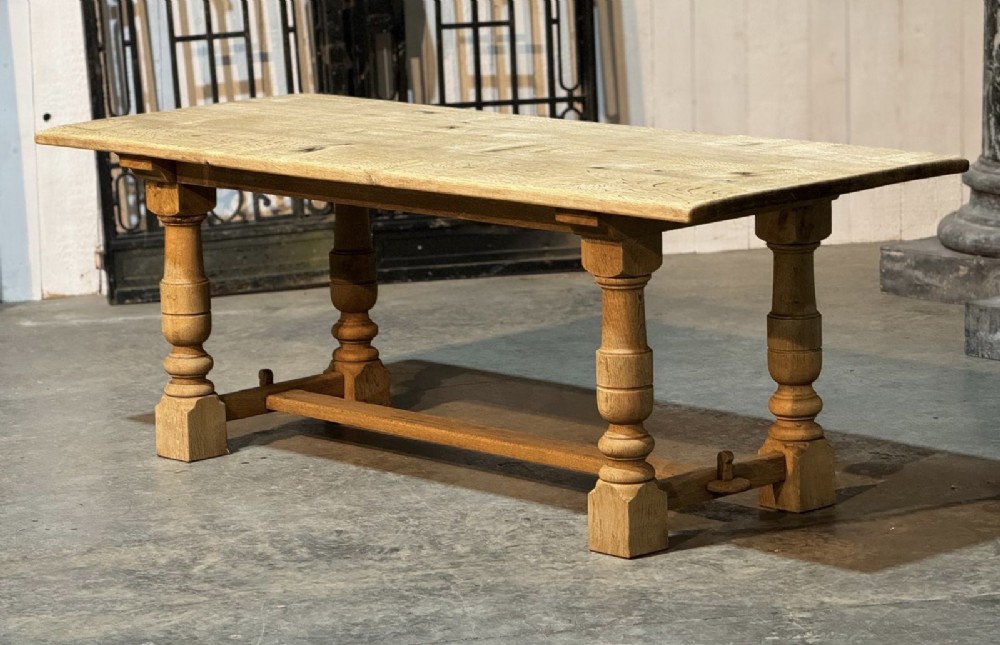 Bleached Oak Farmhouse Dining Table 