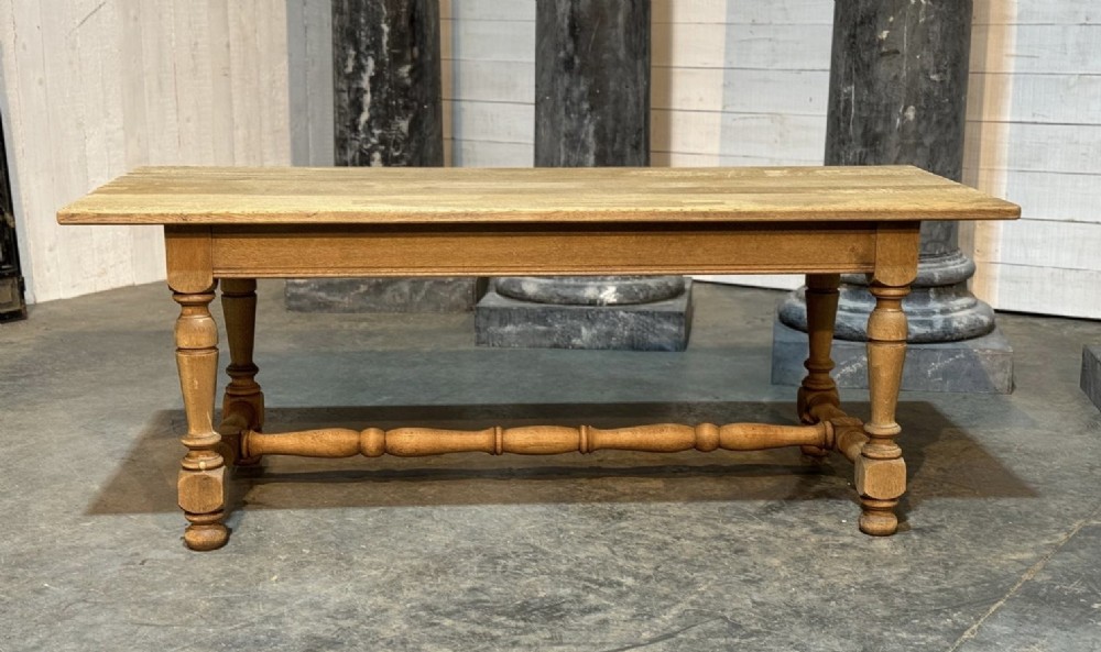 Oak Farmhouse Dining Table with Turned Stretchers 
