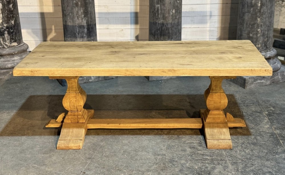 French Bleached Oak Farmhouse Dining Table 
