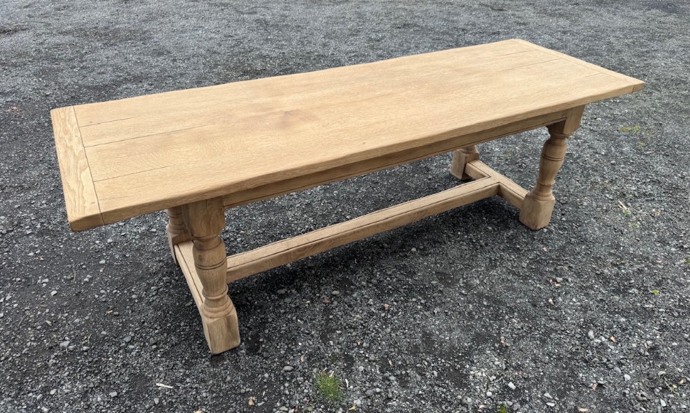 French Bleached Oak Farmhouse Dining Table 