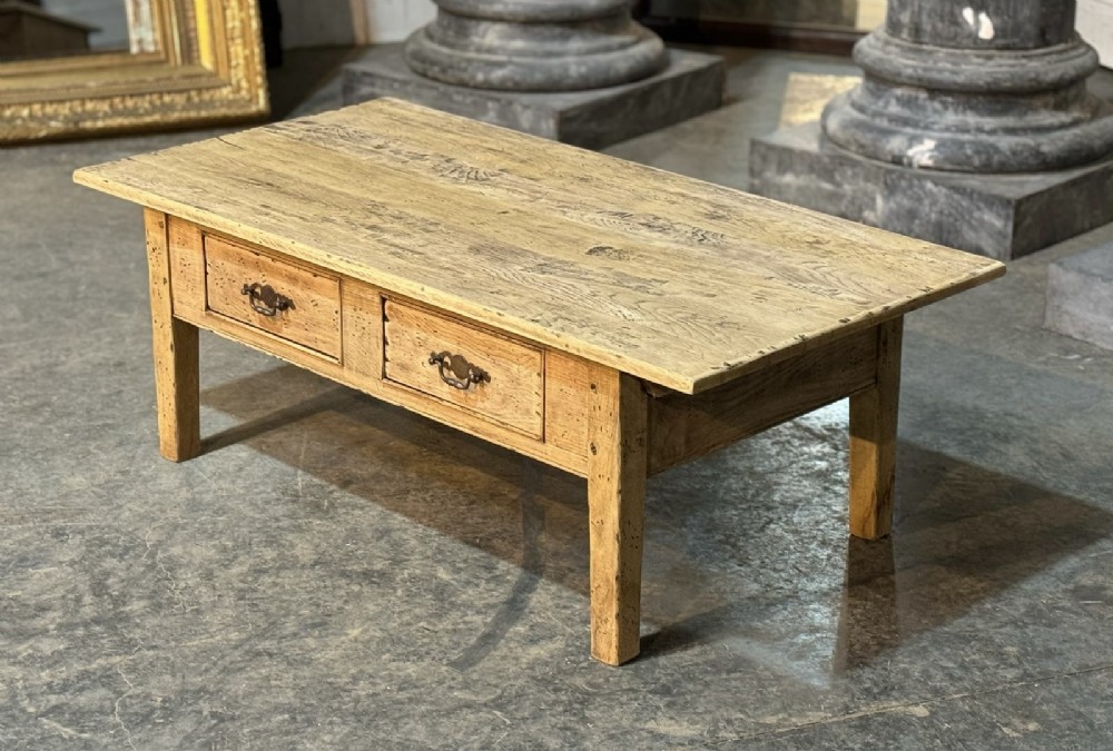 Large French Bleached Oak Coffee Table