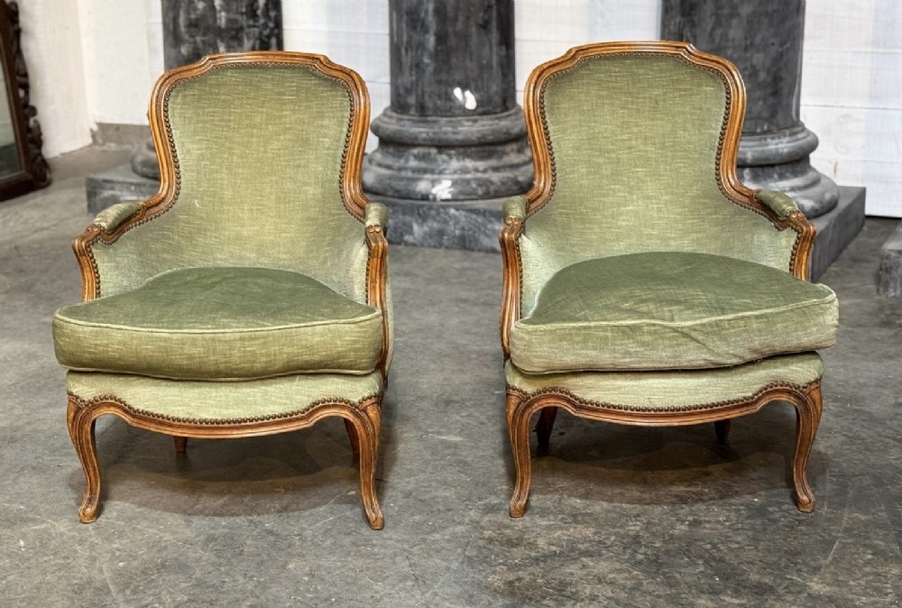 Comfortable Pair French Bergere Chairs