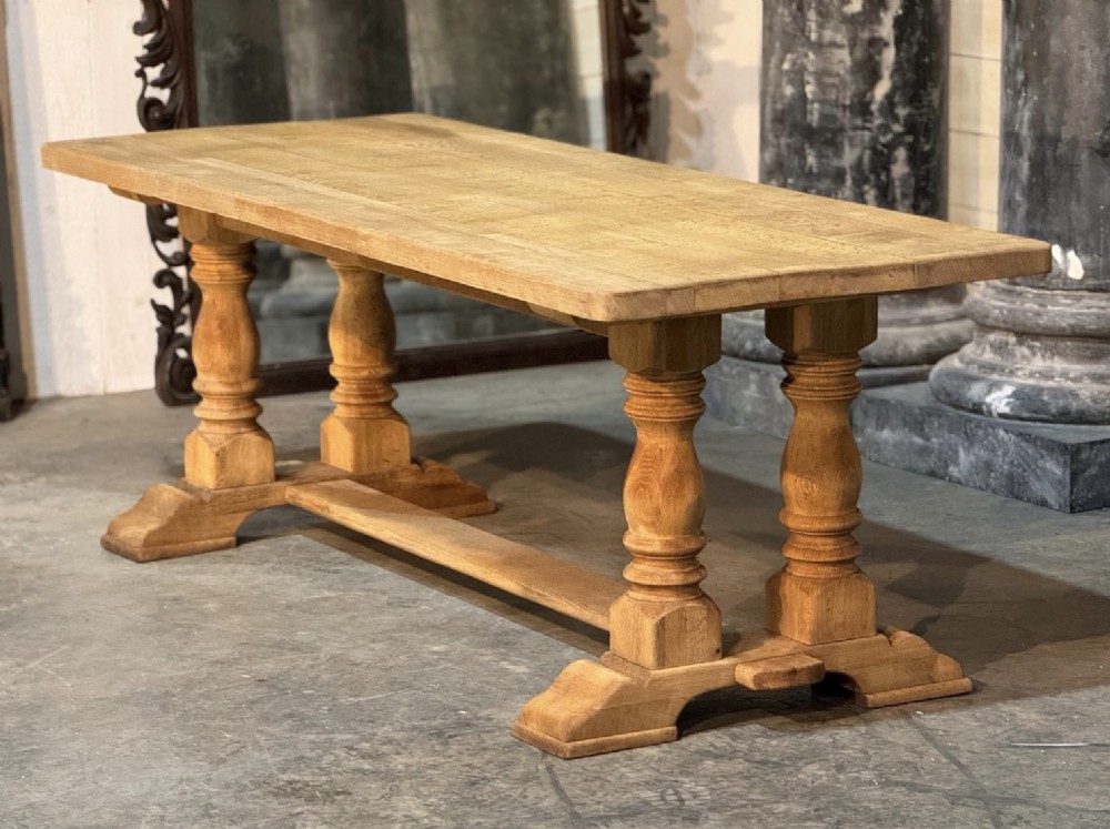 Quality Bleached Oak Farmhouse Dining Table 
