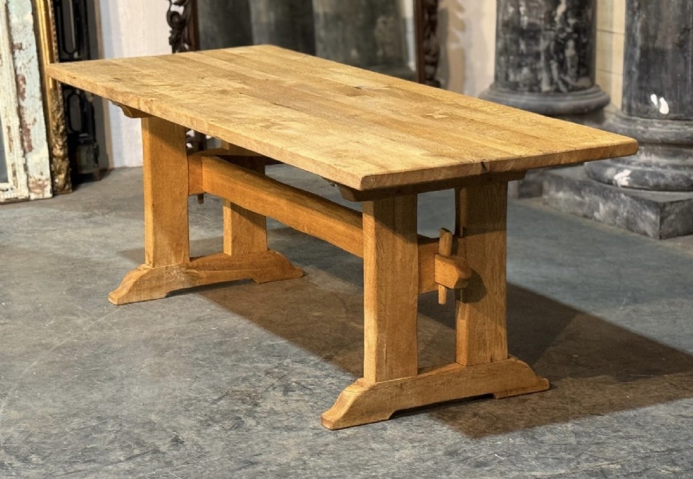 Bleached Oak Farmhouse Dining Table 