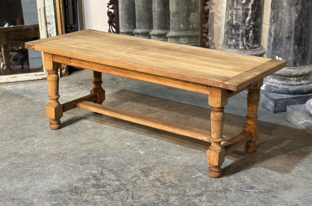 French Oak Farmhouse Dining Table with Drawer
