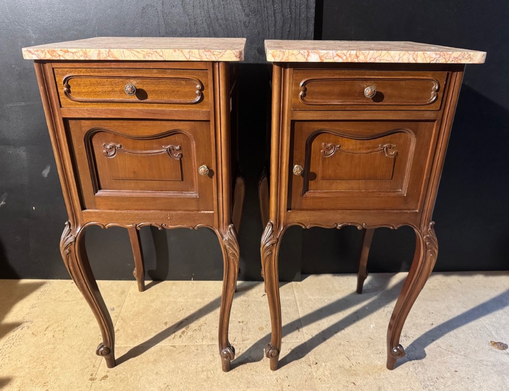 Pair French Bedside Cupboards 