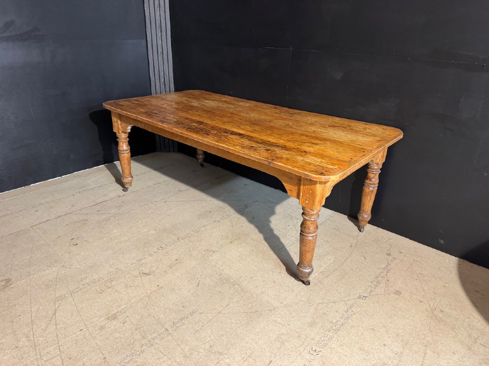 19th Century Pine Farmhouse Dining Table View X