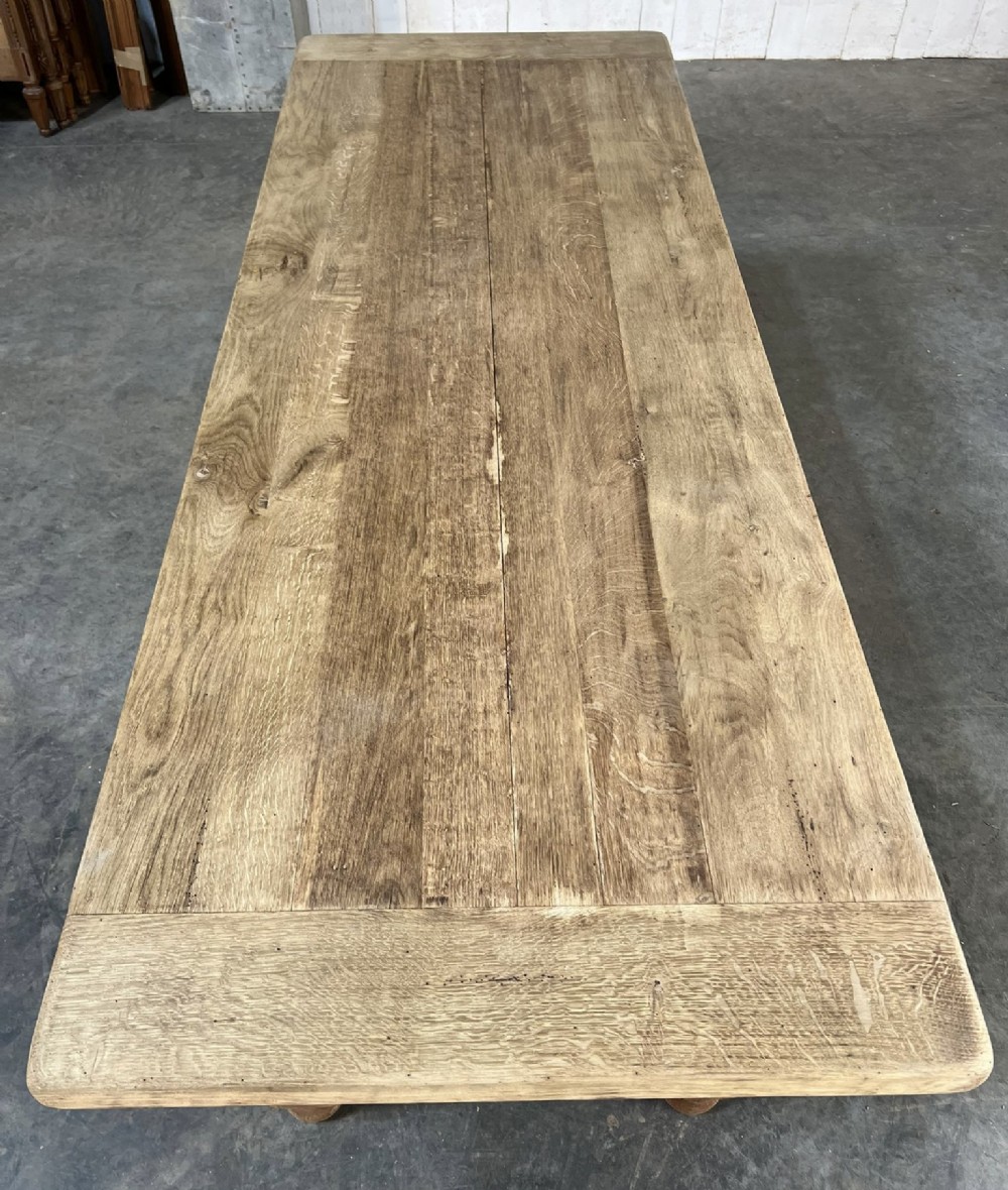 French Oak Farmhouse Kitchen Table with Drawer View II
