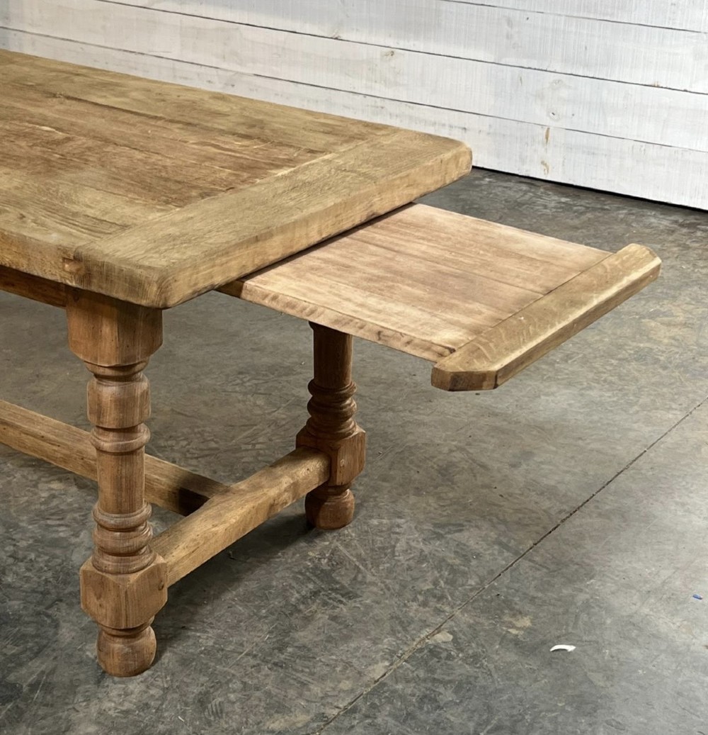 French Oak Farmhouse Kitchen Table with Drawer View IV