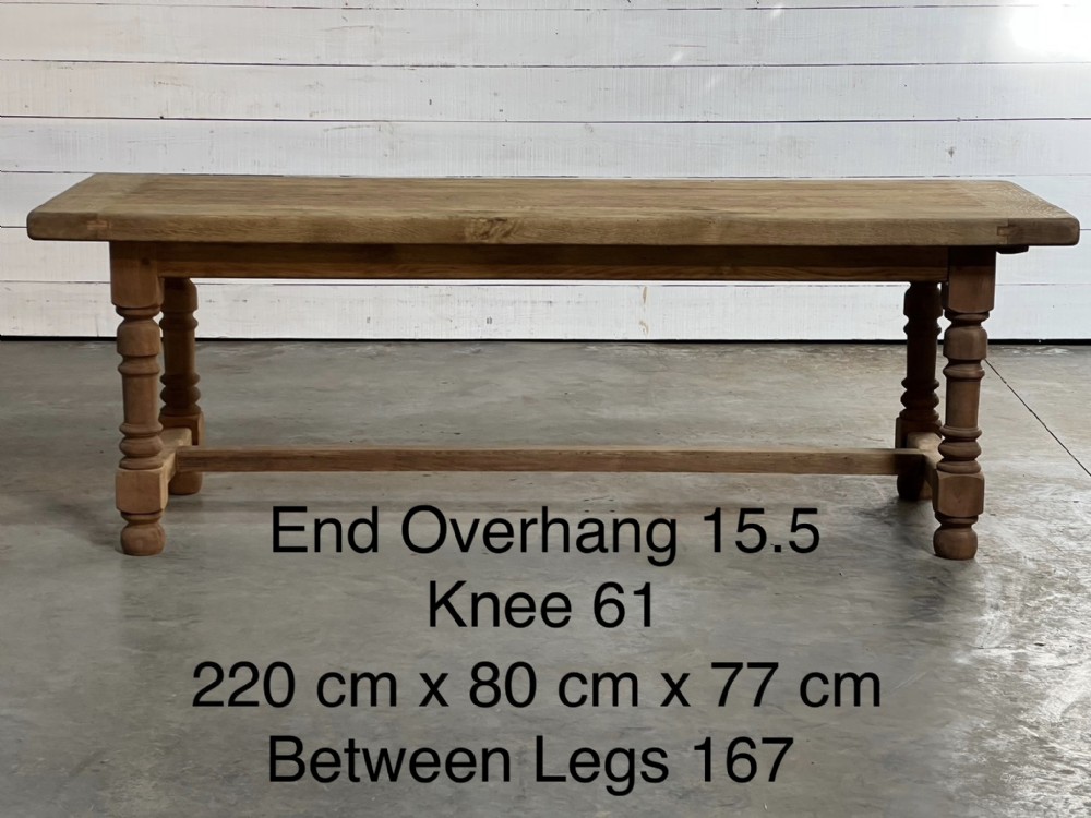French Oak Farmhouse Kitchen Table with Drawer View VI
