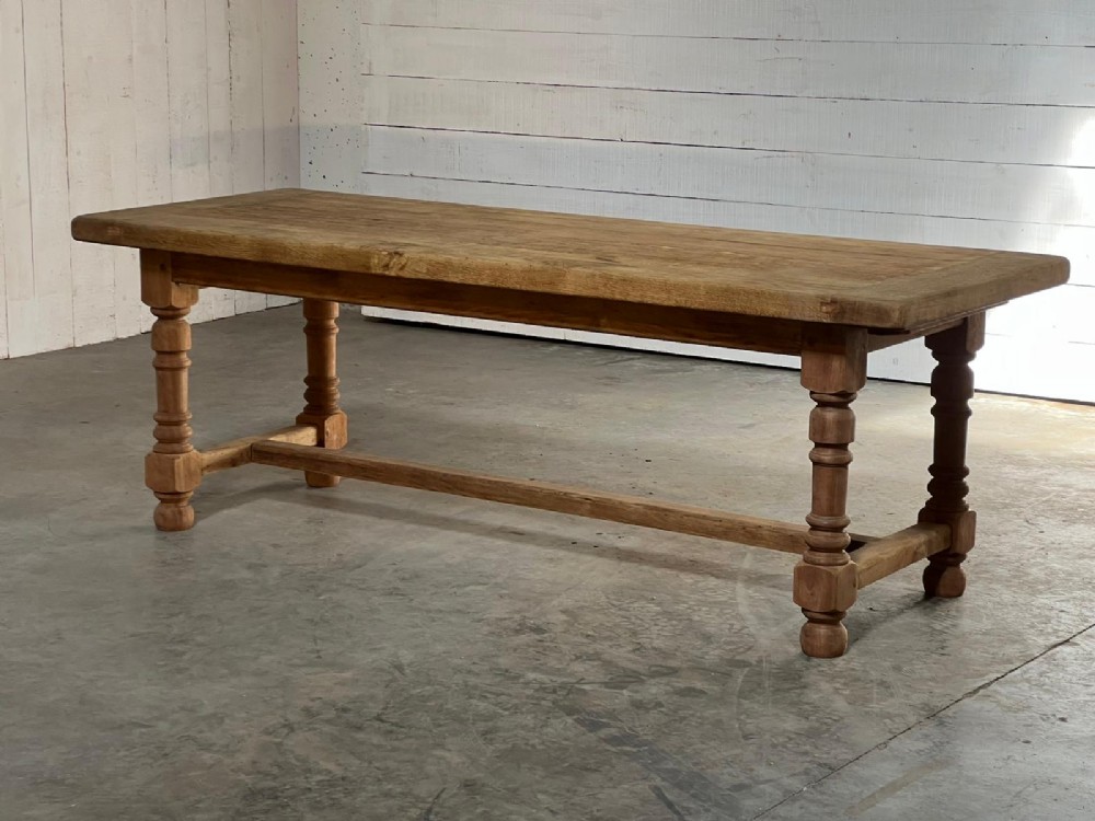French Oak Farmhouse Kitchen Table with Drawer View IX
