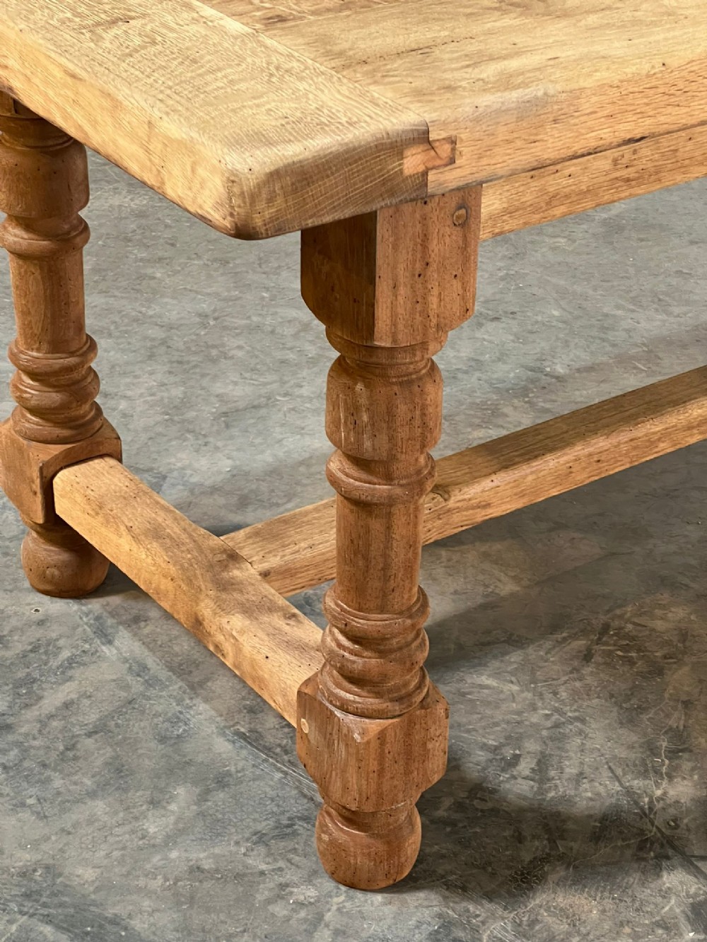 French Oak Farmhouse Kitchen Table with Drawer View XIII