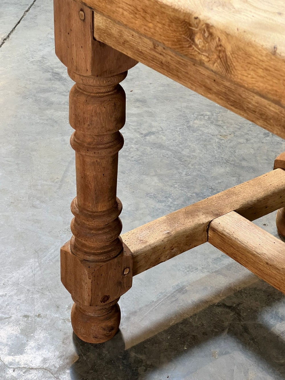 French Oak Farmhouse Kitchen Table with Drawer View XV