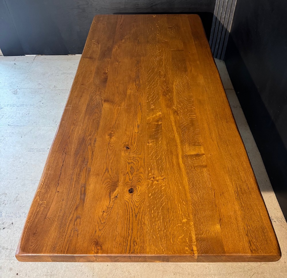Deep Oak Farmhouse Dining Table View VI