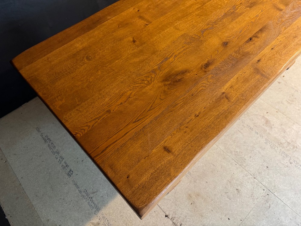 Deep Oak Farmhouse Dining Table View XI