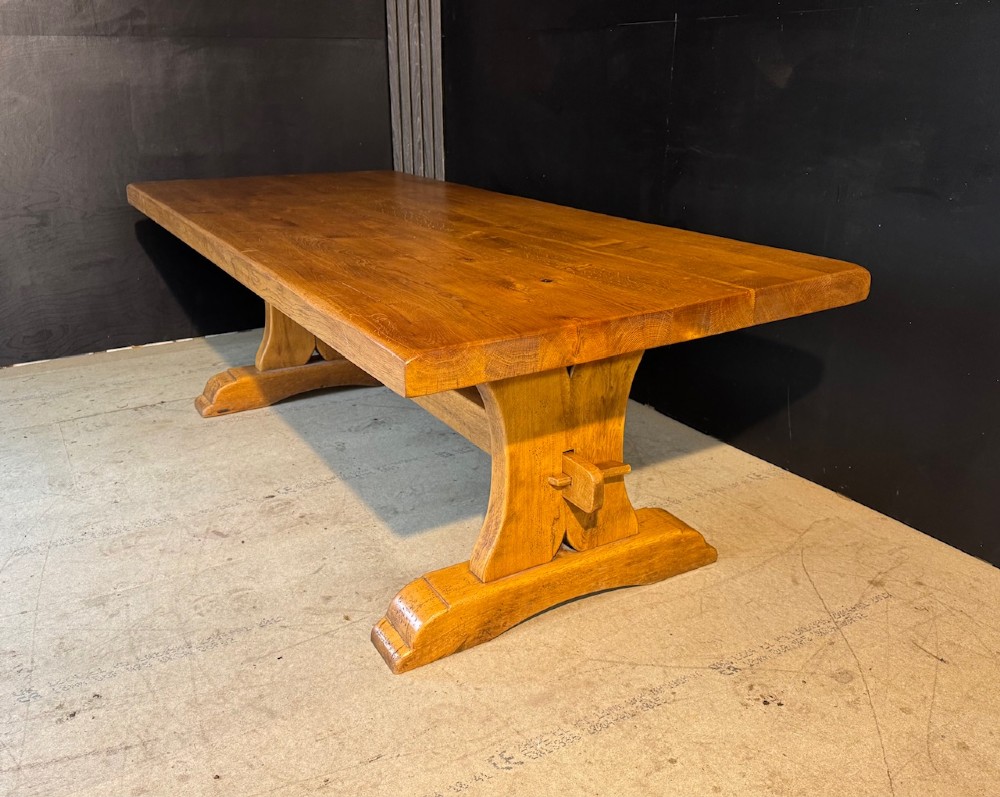 Deep Oak Farmhouse Dining Table View XII