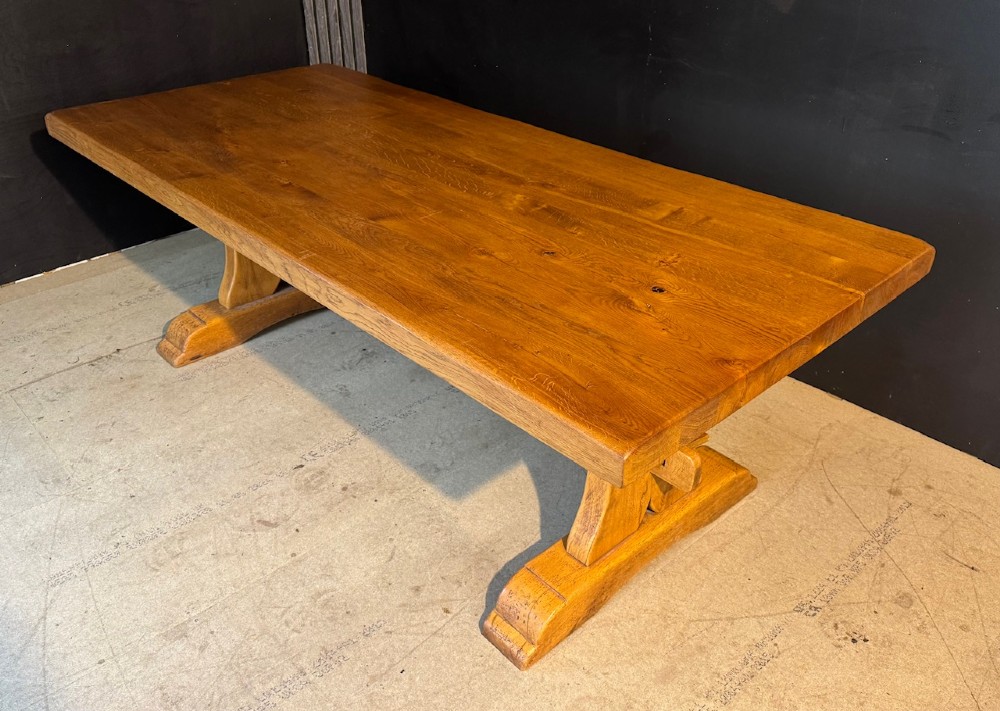 Deep Oak Farmhouse Dining Table View XIII
