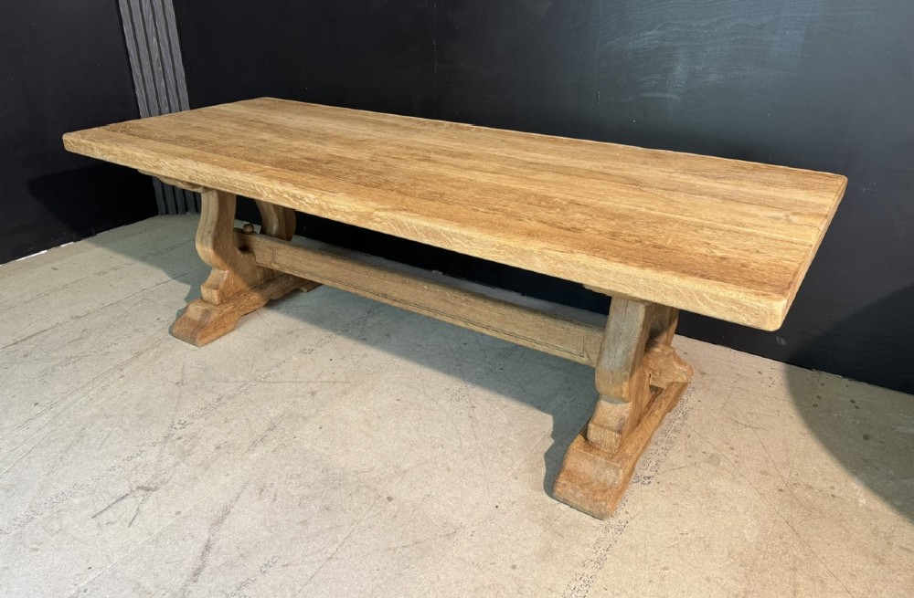 French Bleached Oak Farmhouse Dining Table