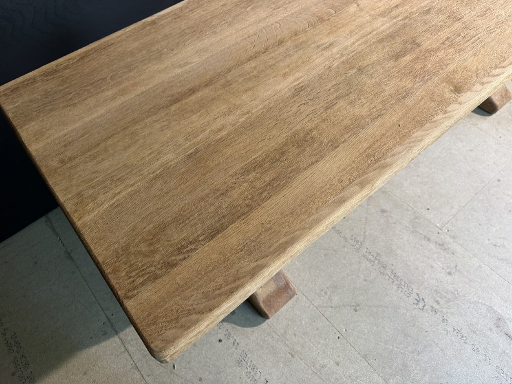 French Bleached Oak Farmhouse Dining Table View V