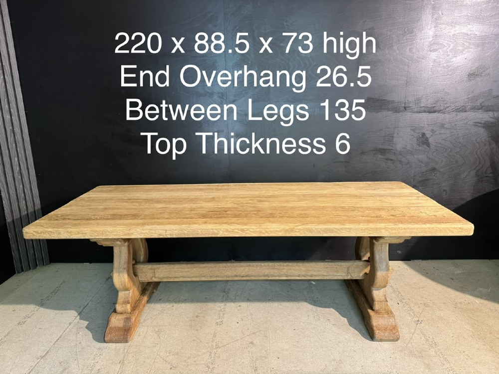 French Bleached Oak Farmhouse Dining Table View XII