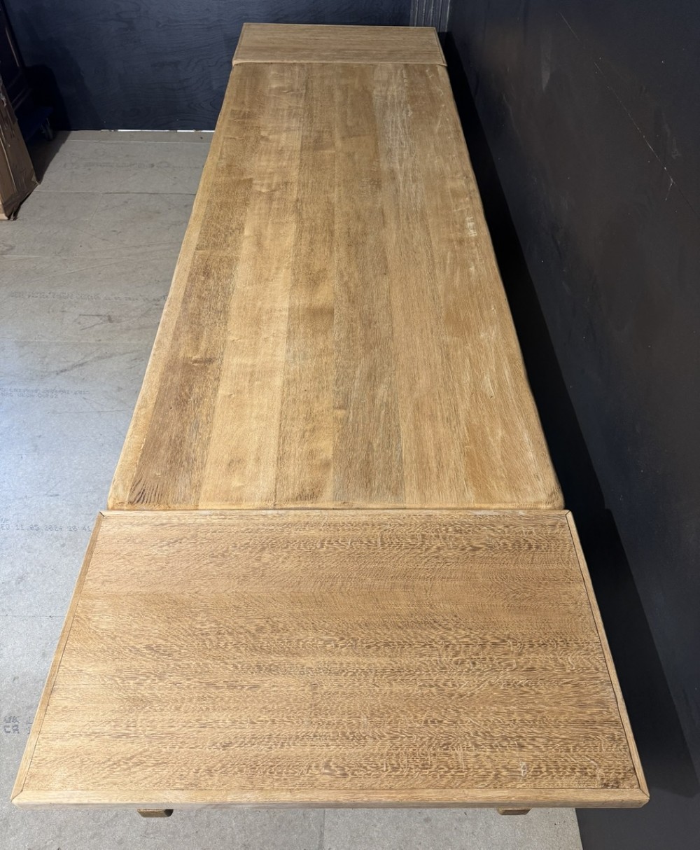 Large Extendable Oak Farmhouse Dining Table View XI