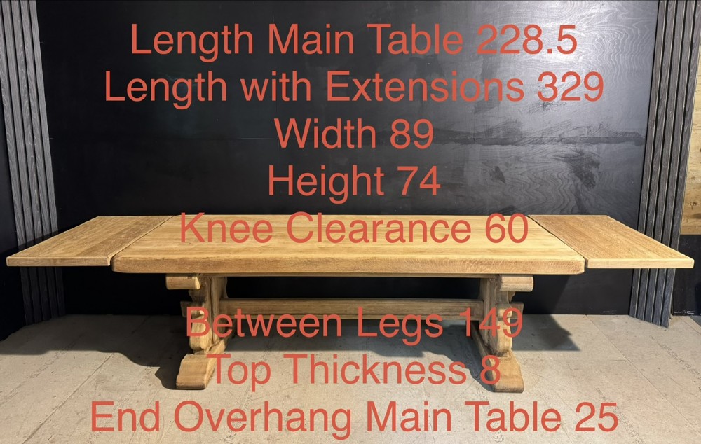 Large Extendable Oak Farmhouse Dining Table View XII