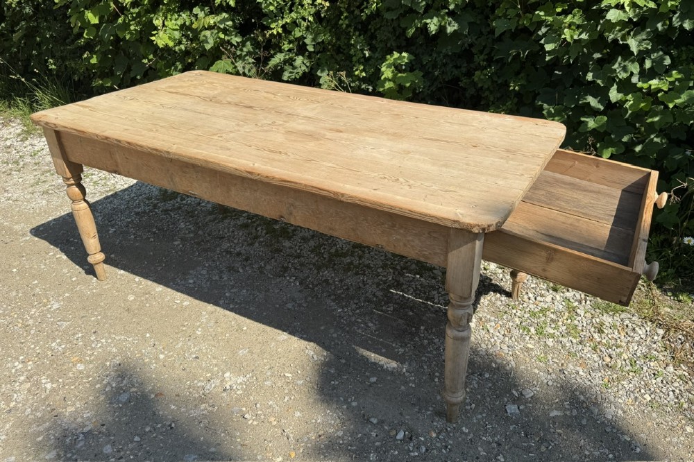 Antique 8 Seater Pine Farmhouse Dining Table View V