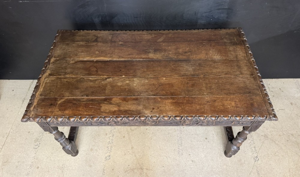 19th Century Carved Oak Table with drawers View V
