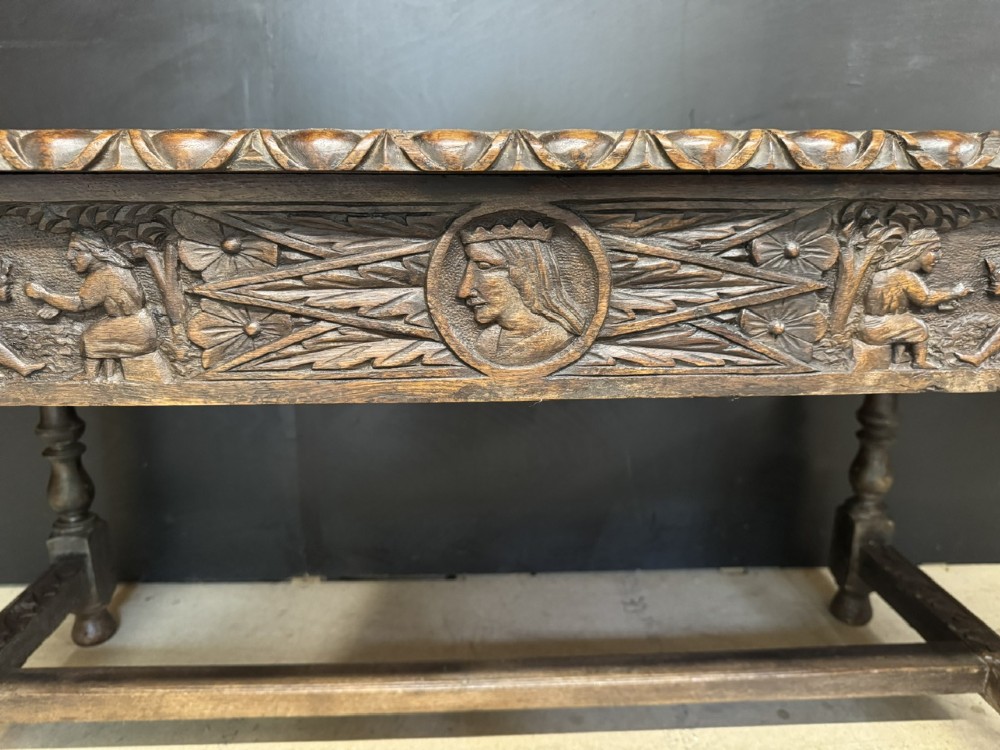 19th Century Carved Oak Table with drawers View VII