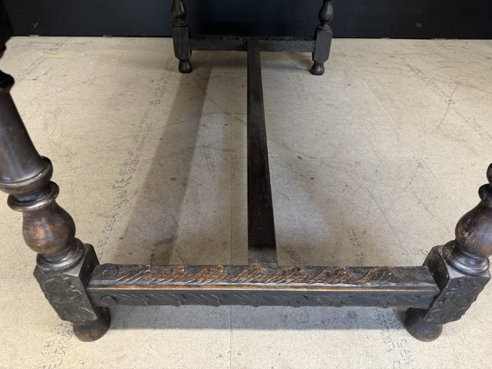 19th Century Carved Oak Table with drawers View XII