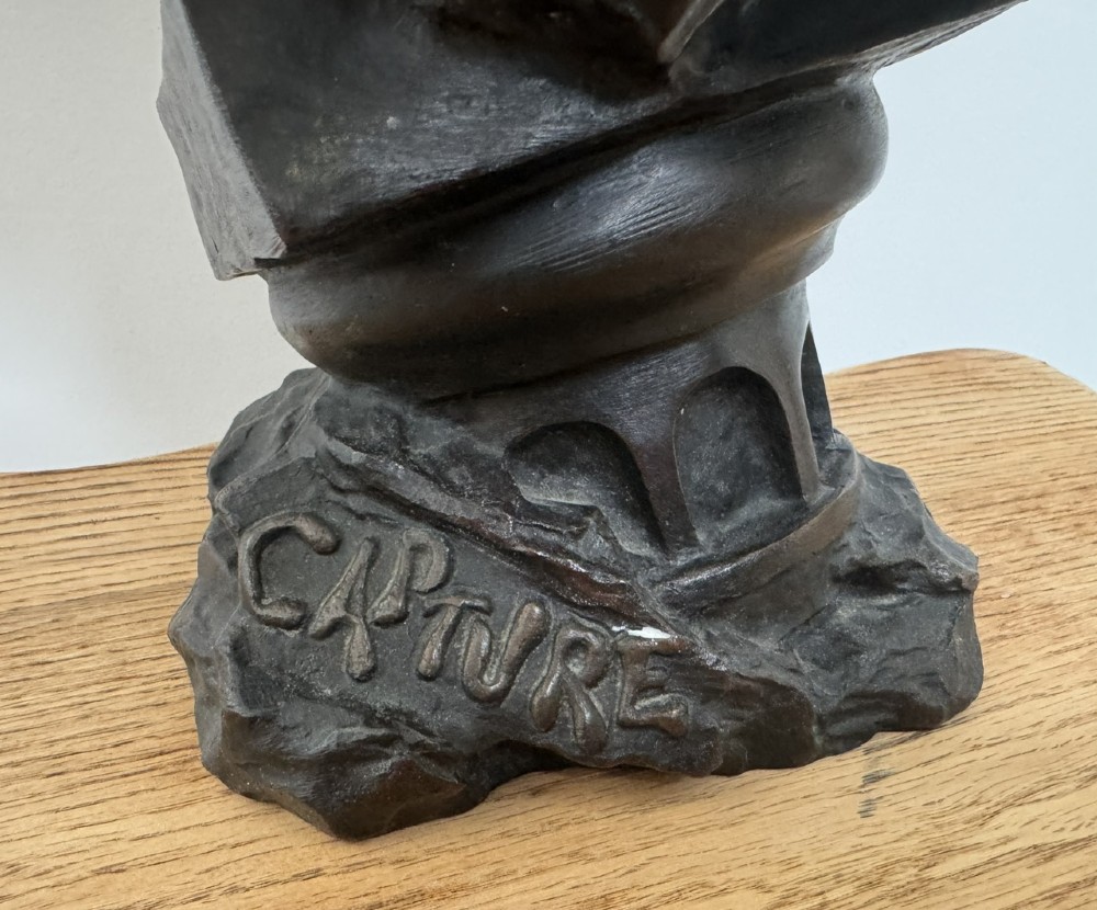 A late 19th-century Art Nouveau patinated bronze bust of a female captive figure by Emmanuel Villanis. View III