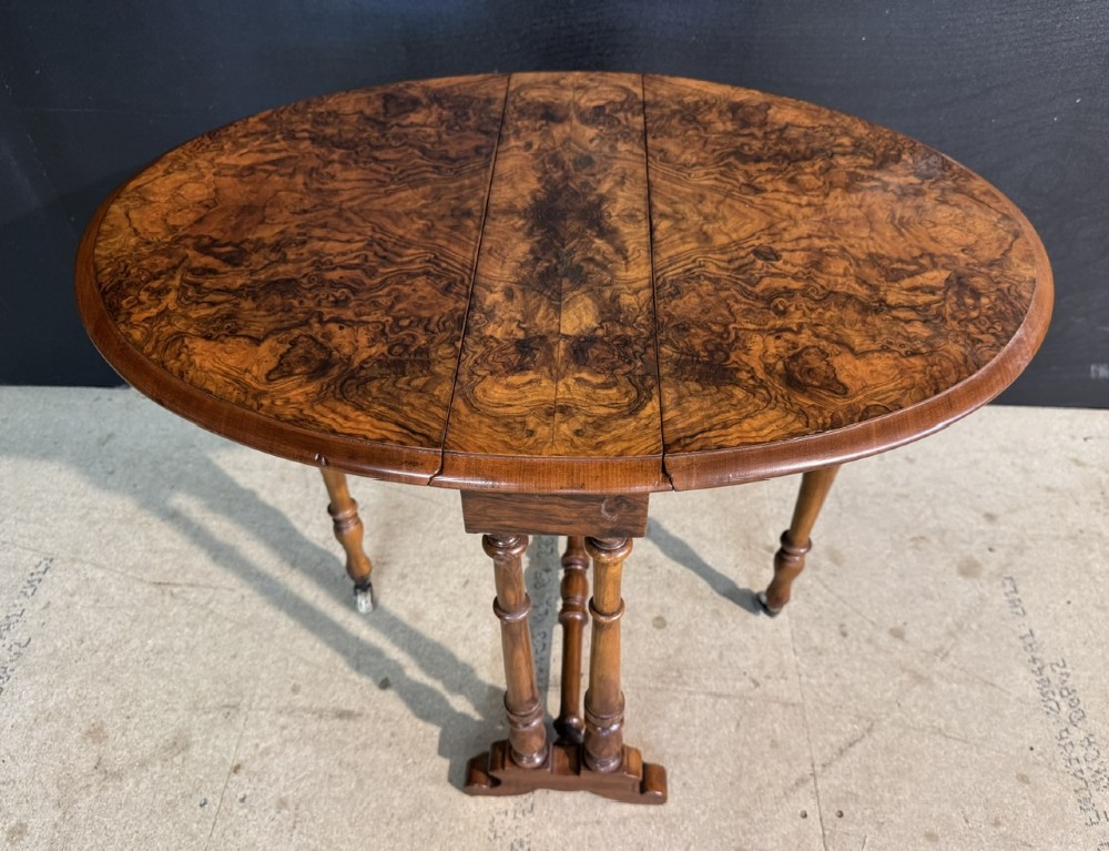 Rare Burr Walnut Miniature Sutherland Table