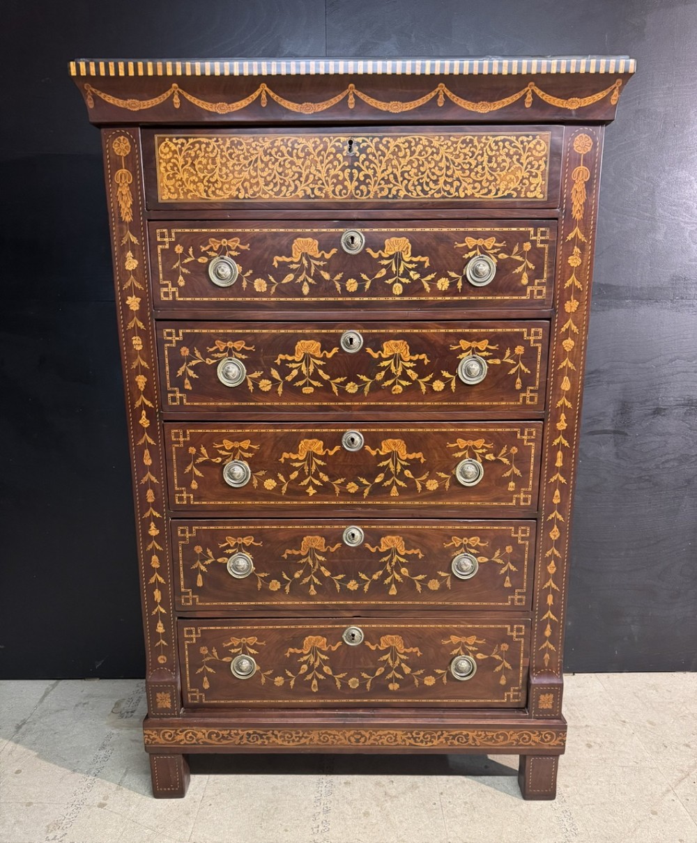 18th Century Dutch Marquetry Tall Chest of Drawers