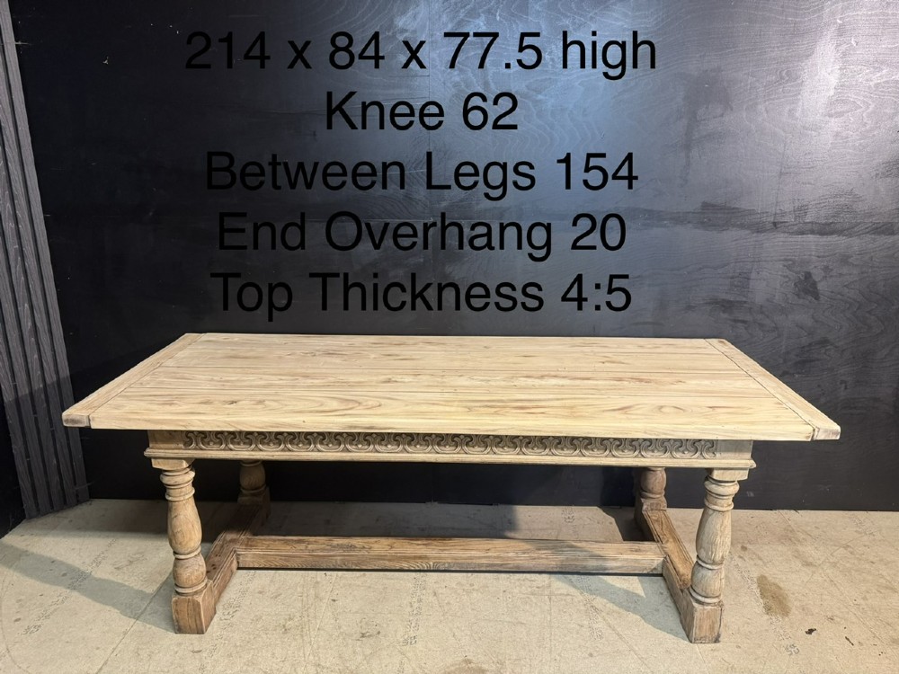 Bleached Oak Farmhouse Dining Table View XII