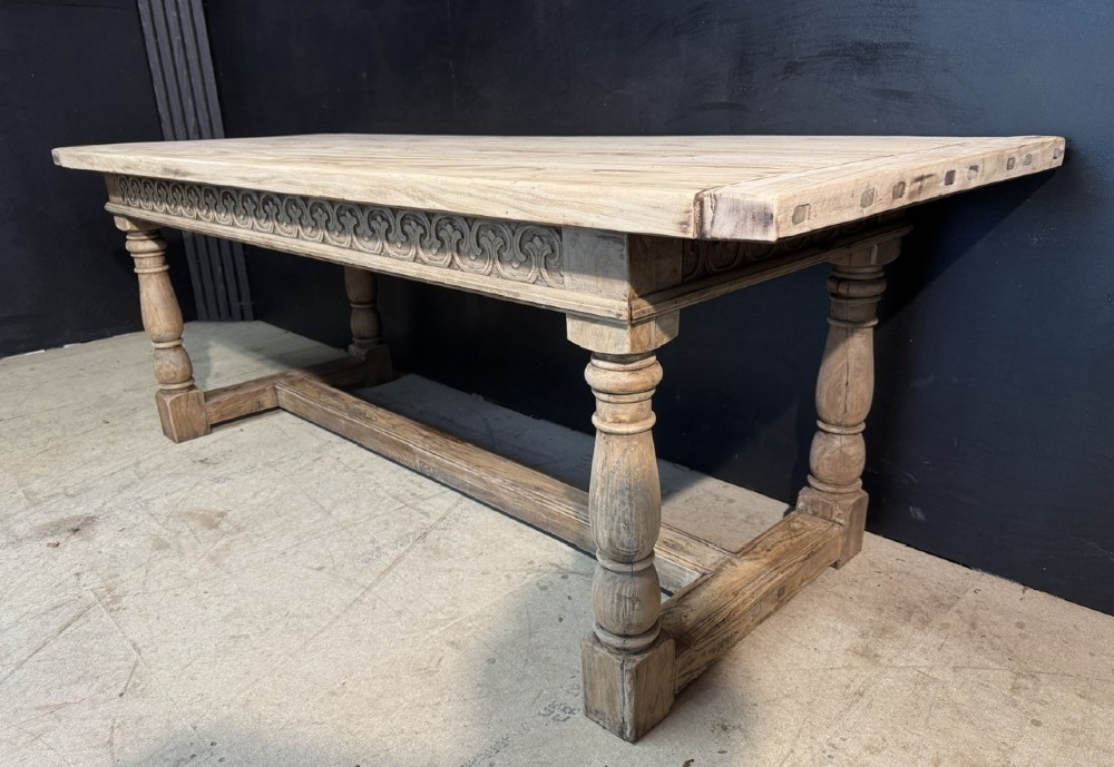 Bleached Oak Farmhouse Dining Table View XIII